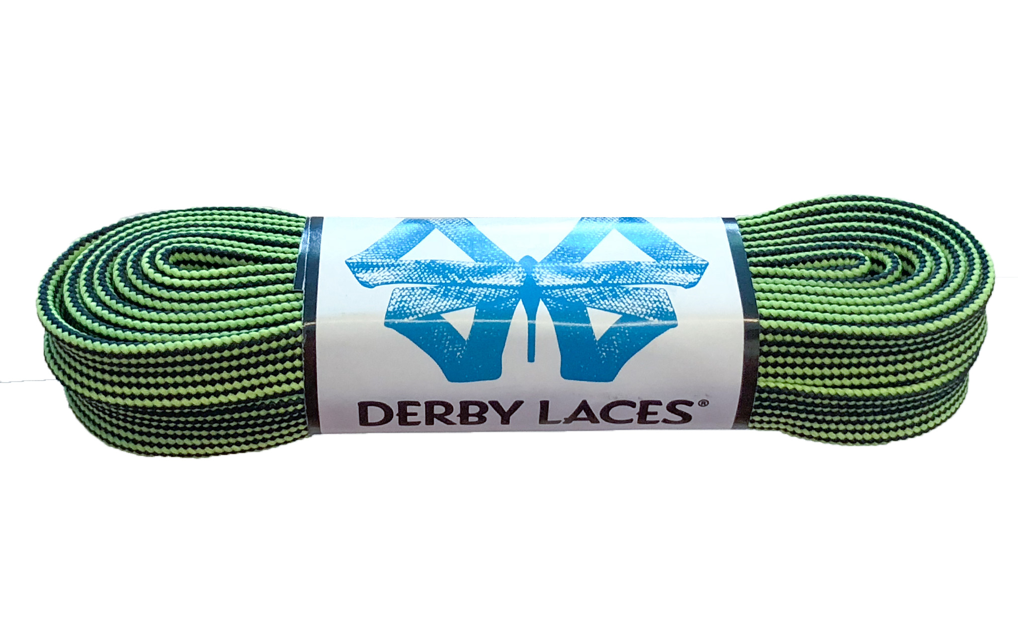 Black and Lime Green Stripe – 96 inch (244 cm) Derby Laces Waxed Roller ...